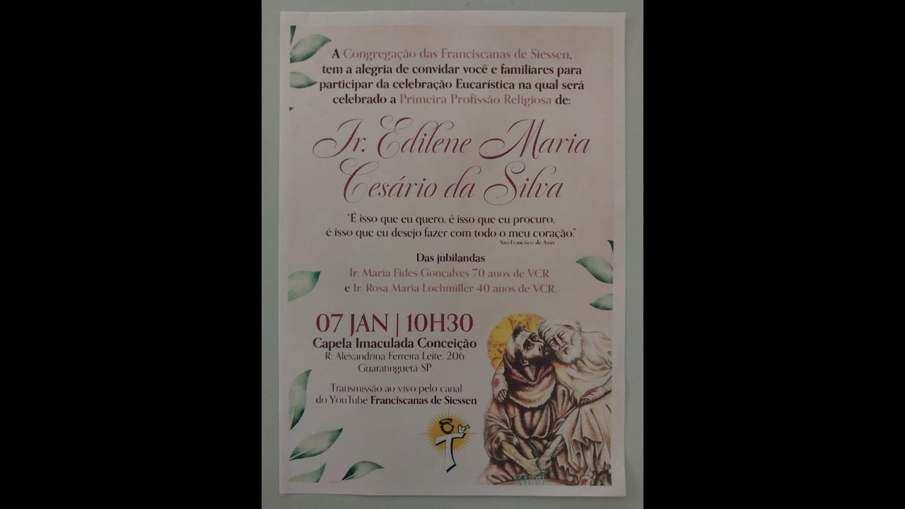 1ª Profissão Religiosa e Jubileu de vida Consagrada